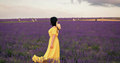 Girl on a lavender field in Crimea