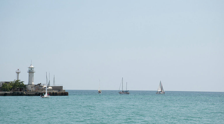 Sailboats in the waters of Yalta