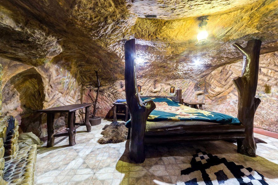 Cave for settling tourists in the eco-estate Eski-Kermen in the Bakhchisarai district