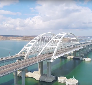 Majestic and modern: a view of the Crimean Bridge from a copter
