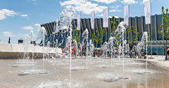 Fountains at the airport building Simferopol