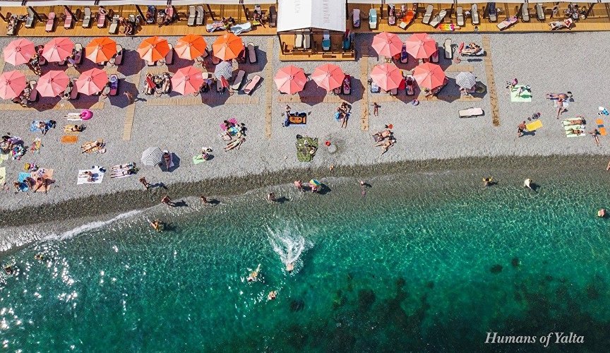 Vacationers on the Massandra Beach in Yalta