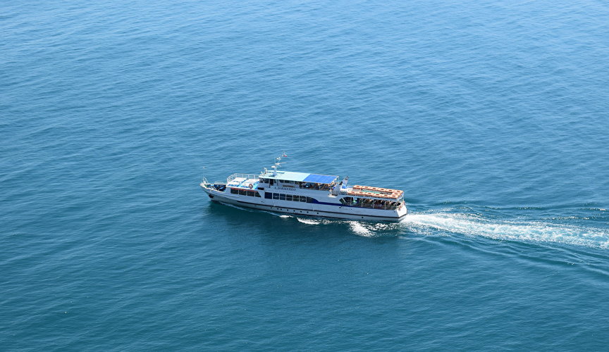 Pleasure motor ship off the coast of Crimea