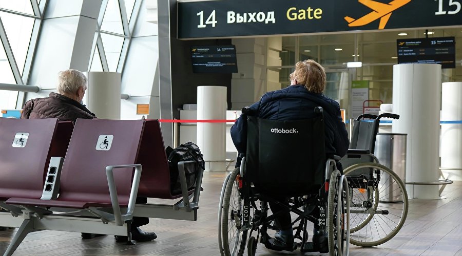 Passengers at the Simferopol airport