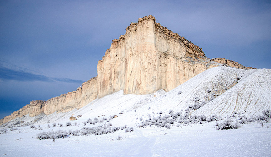 White rock in winter