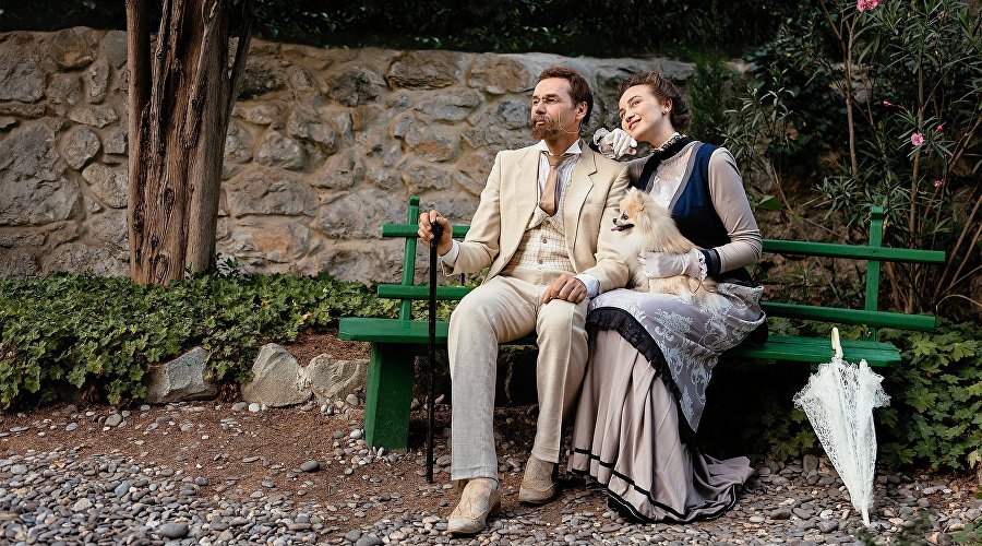 Actors in the role of Anton Chekhov and his wife Olga Knipper